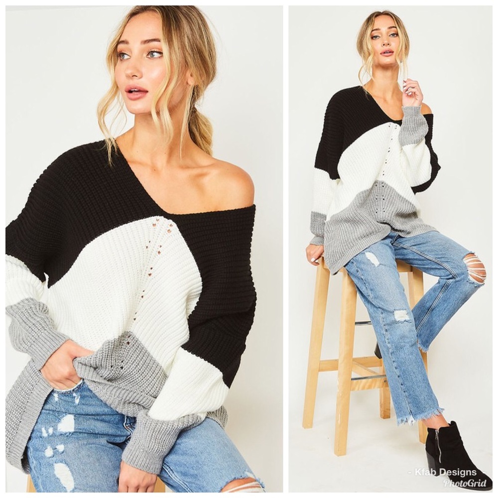 ā¤ļøLAST 2! Chunky Color Block Relaxed Fit Sweater! - Picture 2 of 6